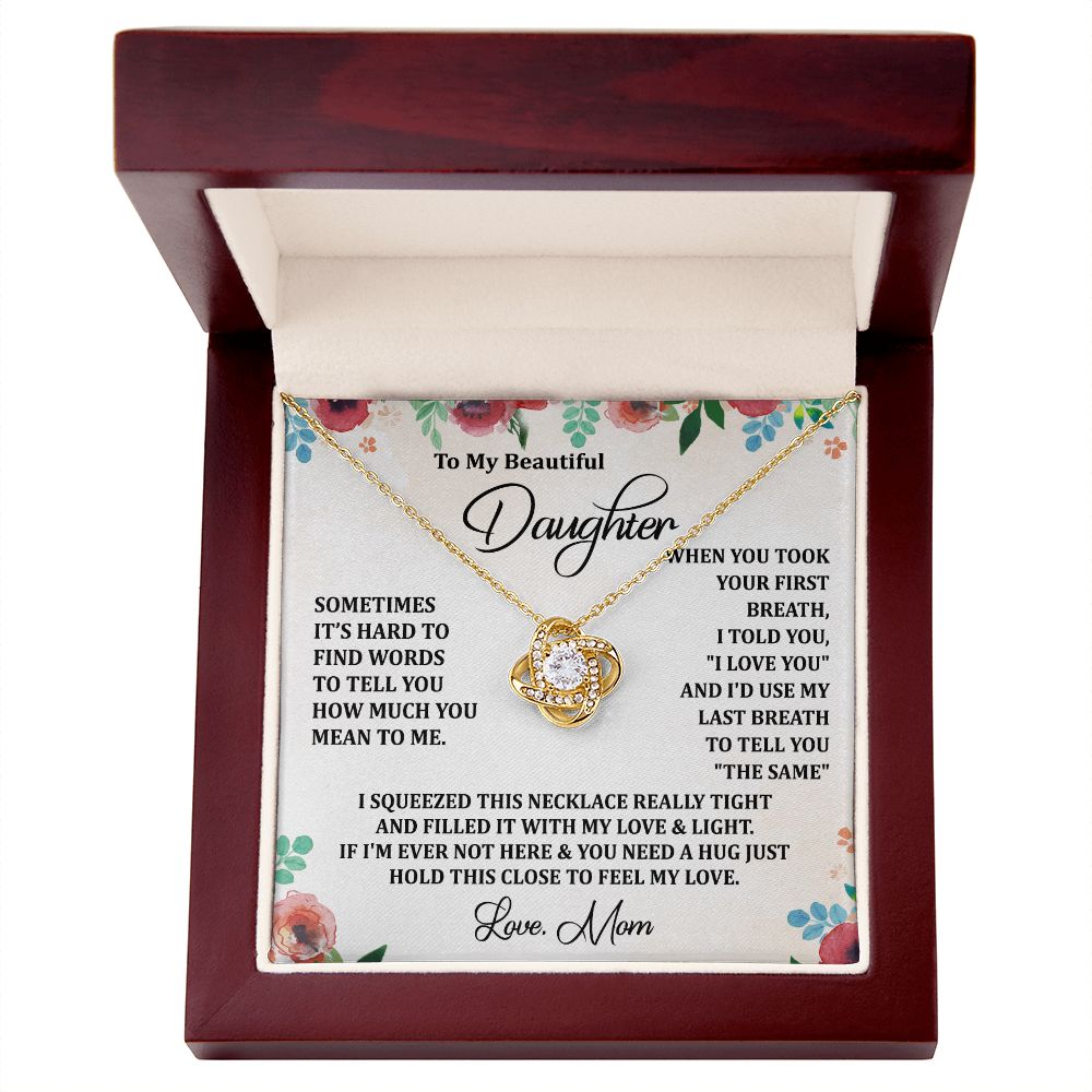To My Daughter Necklace Love Knot Necklace Gift for Daughter from Mom Christmas Daughter Necklace Gift from Mom Birthday Gift Daughter Necklace for Teen Girl Jewelry Gift for Daughter Mother Daughter Necklace