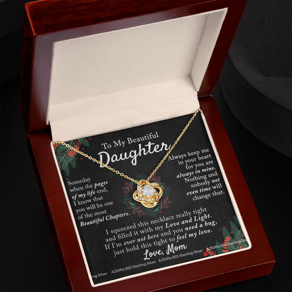To My Daughter Necklace for Christmas Birthday Gift for Daughter from Mom Daughter Gift from Mom Mother to Daughter Necklace Pendant Birthday Jewelry Gift for Christmas Xmas Love Knot Necklace for Daughter