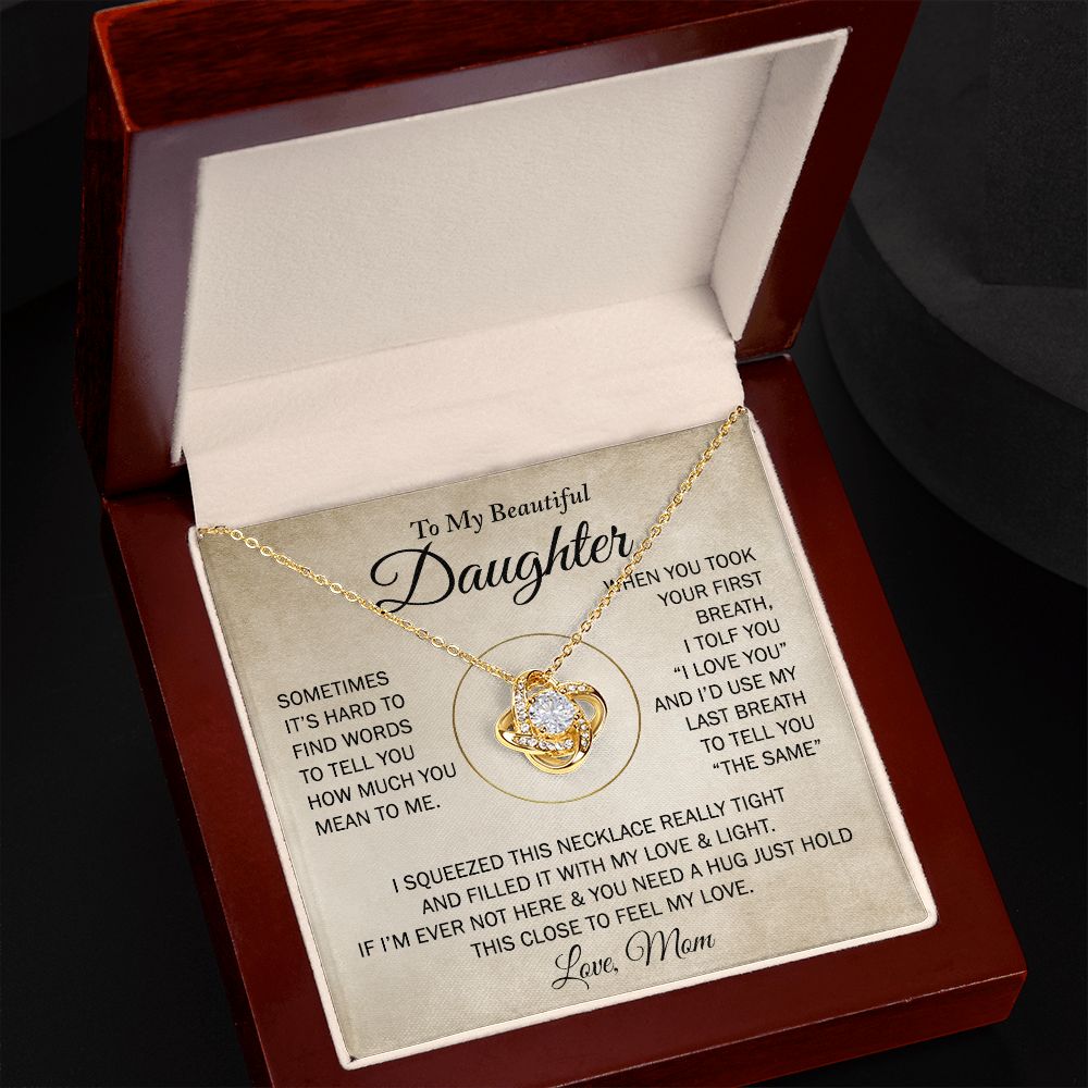 To My Beautiful Daughter Mother Day for Daughter Gift for Her Love Knot Necklace