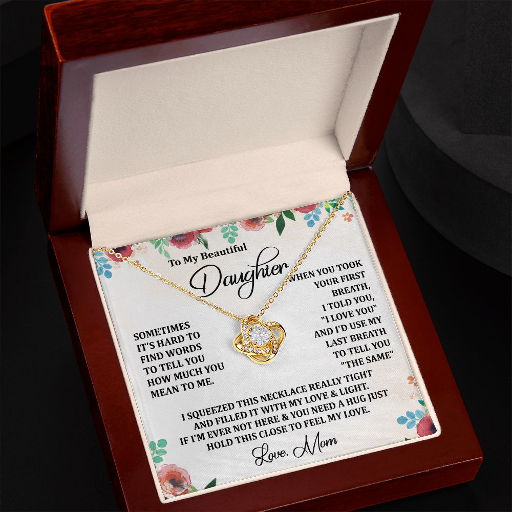 To My Daughter Necklace Love Knot Necklace Gift for Daughter from Mom Christmas Daughter Necklace Gift from Mom Birthday Gift Daughter Necklace for Teen Girl Jewelry Gift for Daughter Mother Daughter Necklace