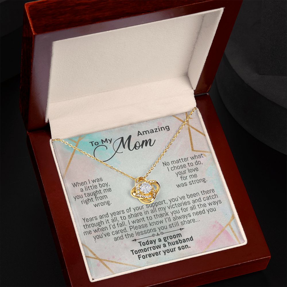 To My Amazing Mom Necklace from Son Mother's Day Love Knot Necklace Gift
