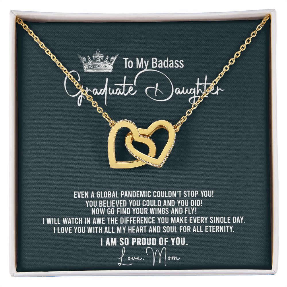 Badass Graduation Daughter Gift From Mom, Graduation Gift, Necklace Congrats Graduation Pendants Gift For Daughter, Daughter In law, Daughter Necklace From Mom Interlocking Hearts Necklace