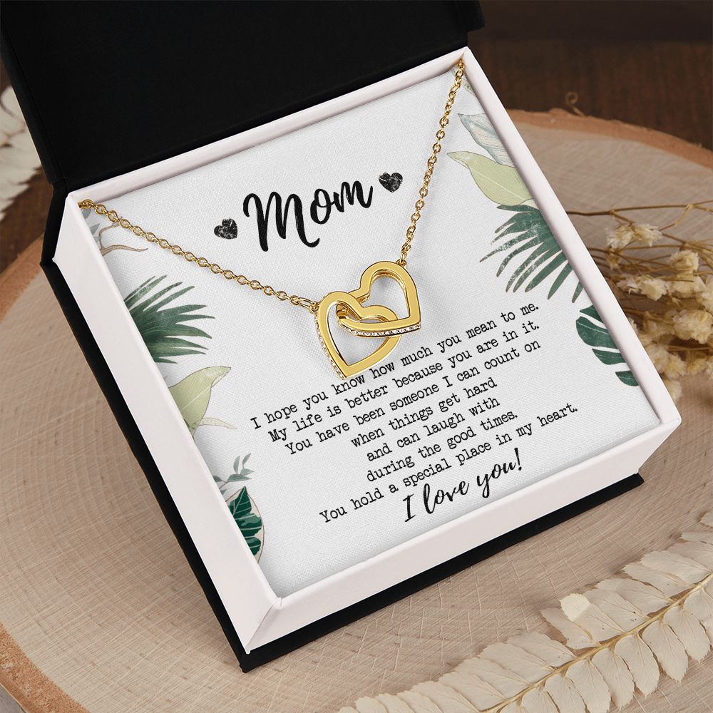 Mothers Day Gift, Gift for Mom, Birthday, Heart Necklace, Mother Daughter Necklace, Gifts for Mom from Daughter, from Son to Mom Interlocking Hearts Necklace