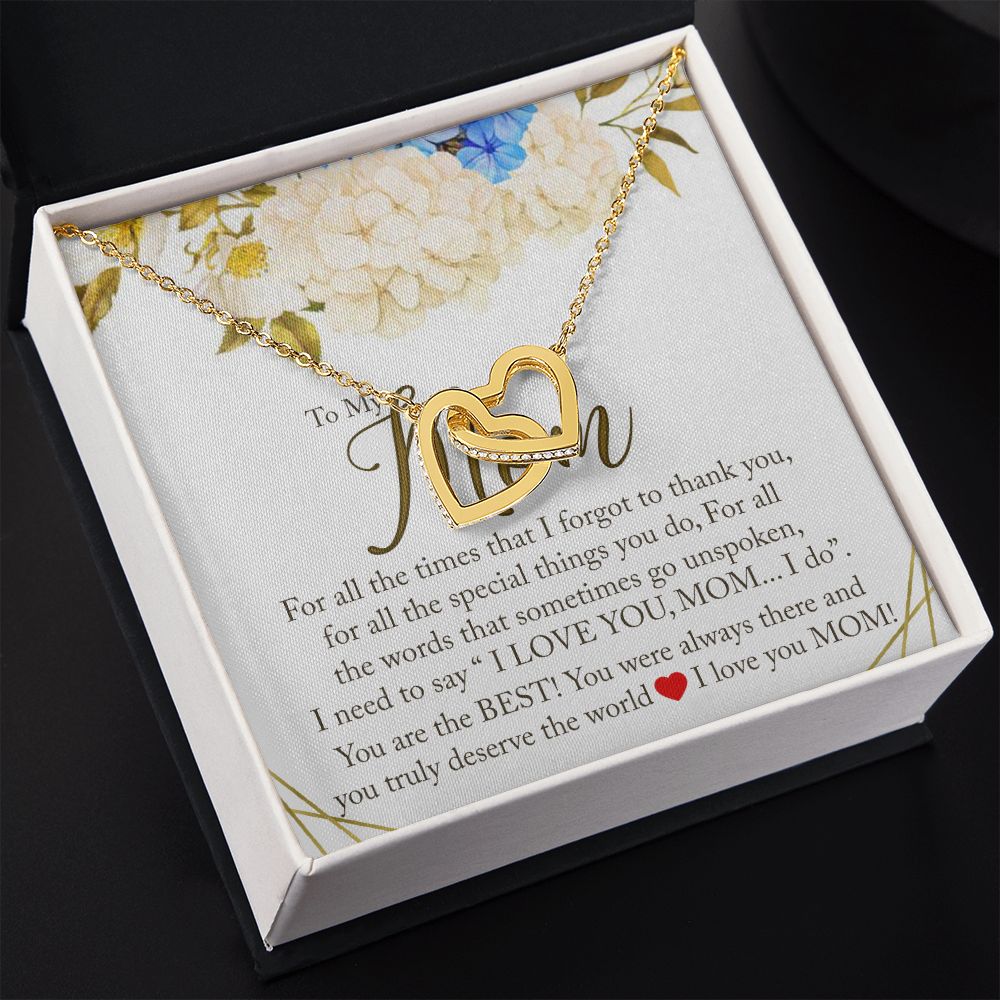 To My Mom Necklace, Gift For Mom, Mother's Day Gift from Daughter, Mom Jewelry Gift for Mothers Day, Birthday Gift for Mother, Moms Gift from Daughter Son, Necklace for Mom Mother 16 Interlocking Hearts Necklace