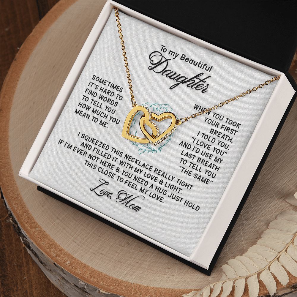 To My Beautiful Daughter Necklace from Mom, Mother to Daughter Gift, Gift for Daughter, Necklace for Daughter, Gift for Daughter from Mom, Daughter Gift from Mother 301 Interlocking Hearts Necklace