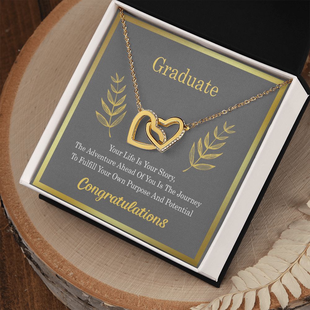 Graduation Gift For Daughter, University Graduate Gift, Graduation Gift For Her Congrats Graduation Pendants Gift For Daughter, Granddaughter, Niece, Sister Interlocking Hearts Necklace