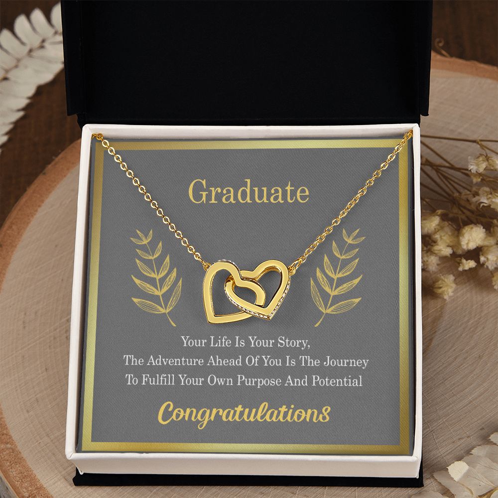 Graduation Gift For Daughter, University Graduate Gift, Graduation Gift For Her Congrats Graduation Pendants Gift For Daughter, Granddaughter, Niece, Sister Interlocking Hearts Necklace
