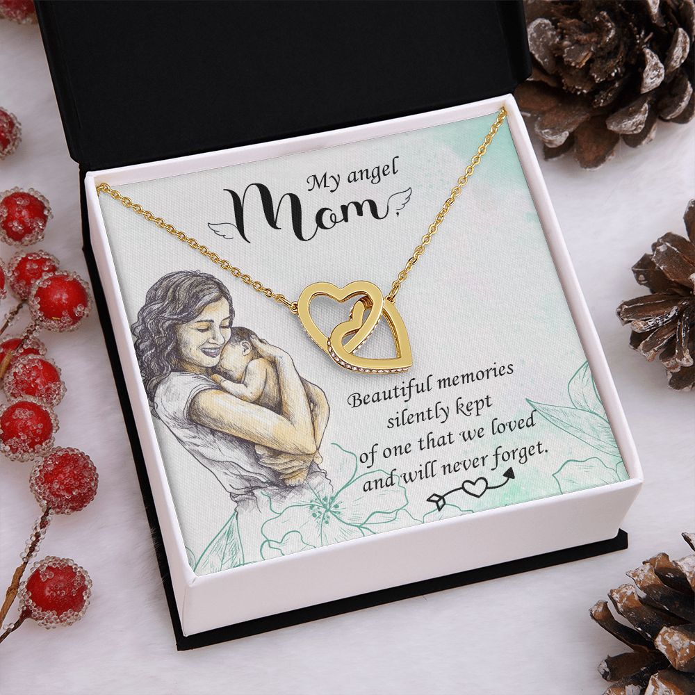 To My Mom Mother My Angel Necklace Pendant Gift From Daughter Beautiful Memories With Message Card Gift For Mom Interlocking Hearts Necklace