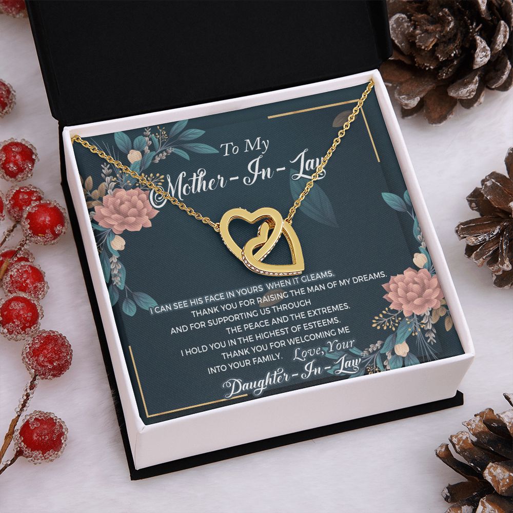 Mother in Law Necklace, Jewelry for Women, Future Mother in Law Gifts from Daughter in Law, Mother of Bride Gifts For Mother in Law, Birthday Gifts For Mother In Law From Daughter In Law2 Interlocking Hearts Necklace