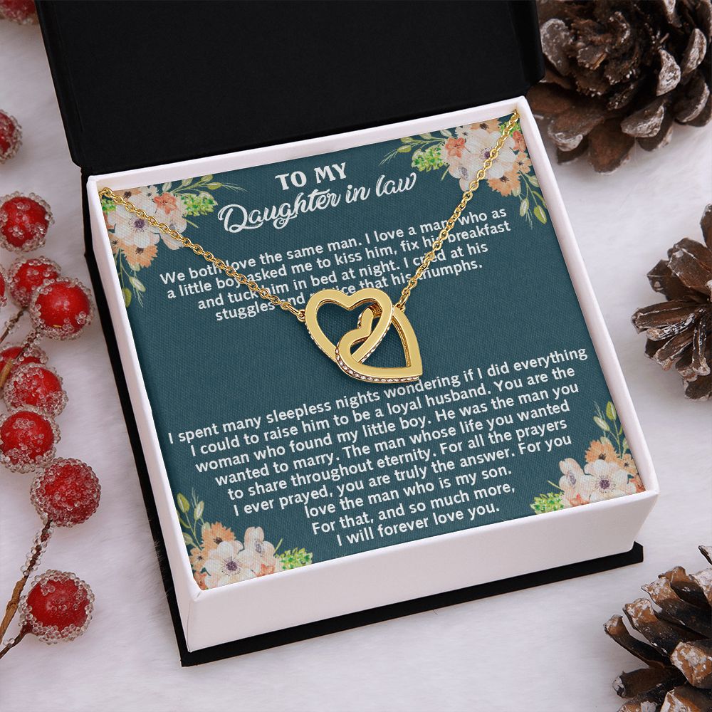 To My Daughter-in-law Unique Gift Alluring Beauty Necklace For Daughter In Law Interlocking Hearts Necklace