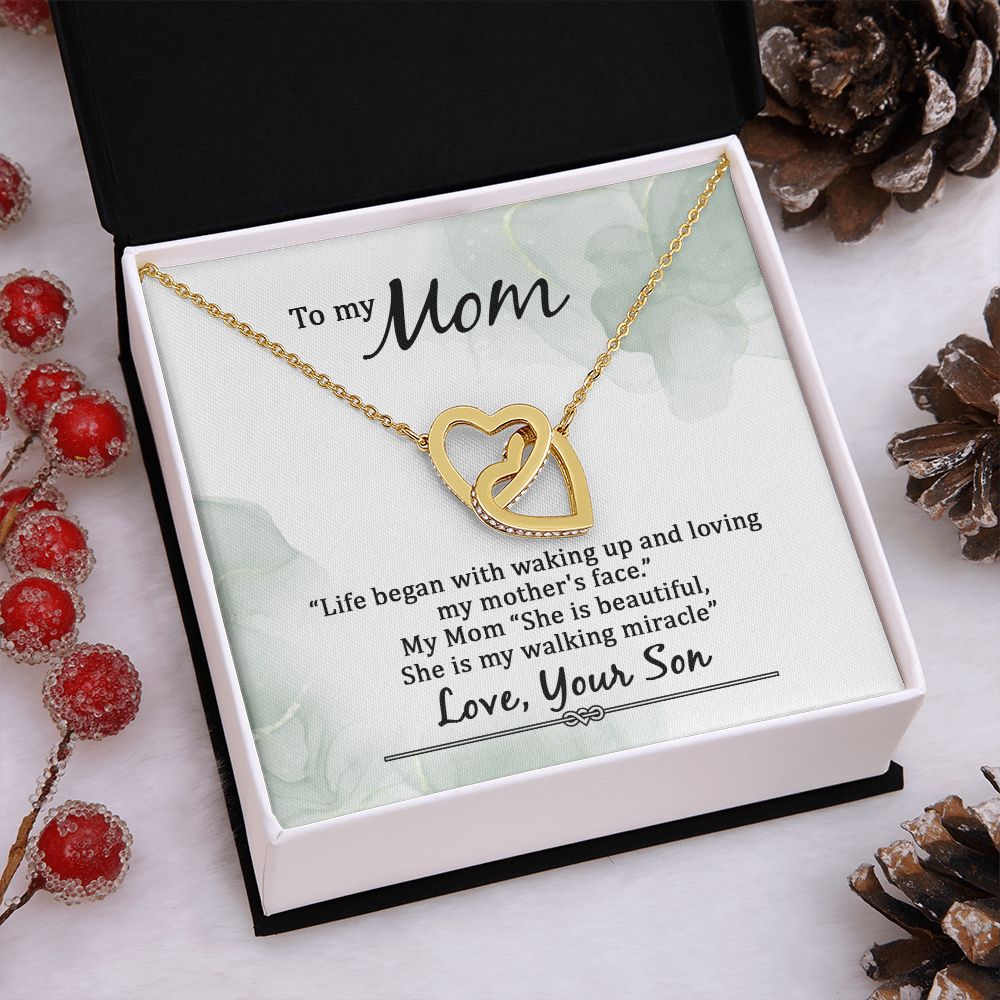 Mom Necklace Gifts for Mom from Daughter to Mom Gifts for Mothers Day from Daughter, To My Mom Necklace from Daughter to Mom Birthday Gifts Necklace with Message Card and Gift Box20 Interlocking Hearts Necklace