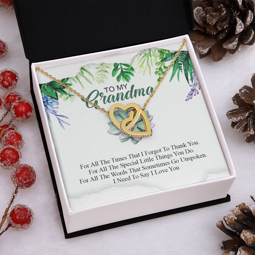 To My Grandma Necklace, Gift for Grandmother Necklace, Mothers Day Gift For Grandma Nana, Grandma Jewelry From Grandchildren GrandKids , Jewelry Box Gift For Grandma Grandmother19 Interlocking Hearts Necklace
