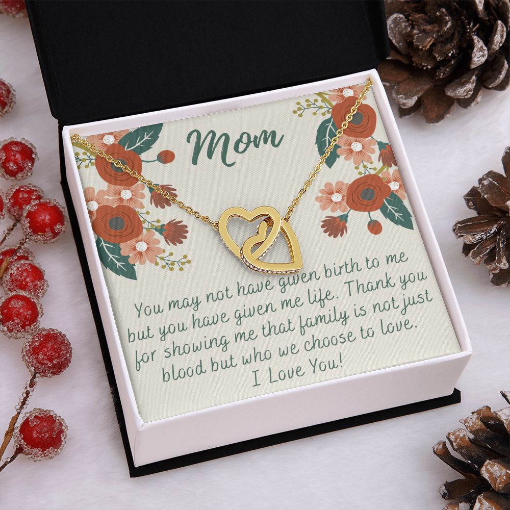 To My Mom Love Knot Necklace Gift for Stepmom Birthday Present Idea for Mother Interlocking Hearts Necklace