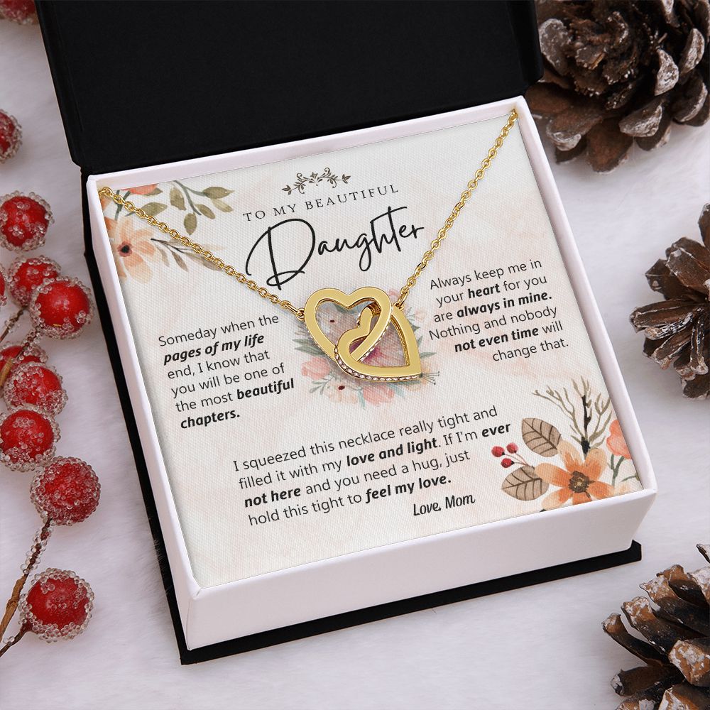 To My Beautiful Daughter Love Knot Necklace Christmas Gift For Daughter From Mom Interlocking Hearts Necklace