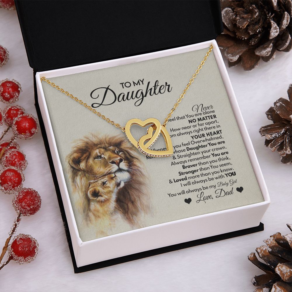 To My Daughter Gift from Dad Old Lion Necklace For Daughter Jewelry for Women Interlocking Hearts Necklace