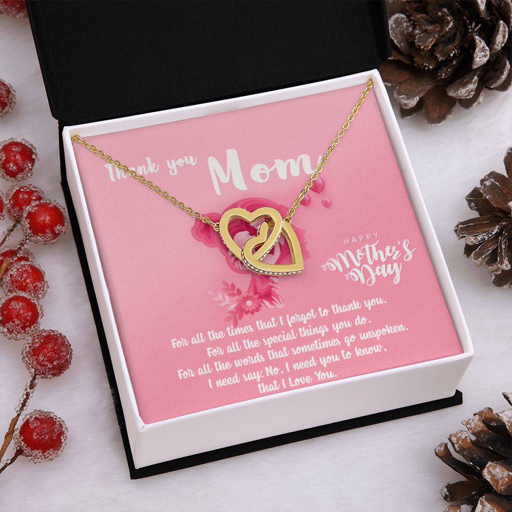 Mom Necklace Gifts for Mom from Daughter to Mom Gifts for Mothers Day from Daughter, To My Mom Necklace from Daughter to Mom Birthday Gifts Necklace with Message Card and Gift Box5 Interlocking Hearts Necklace