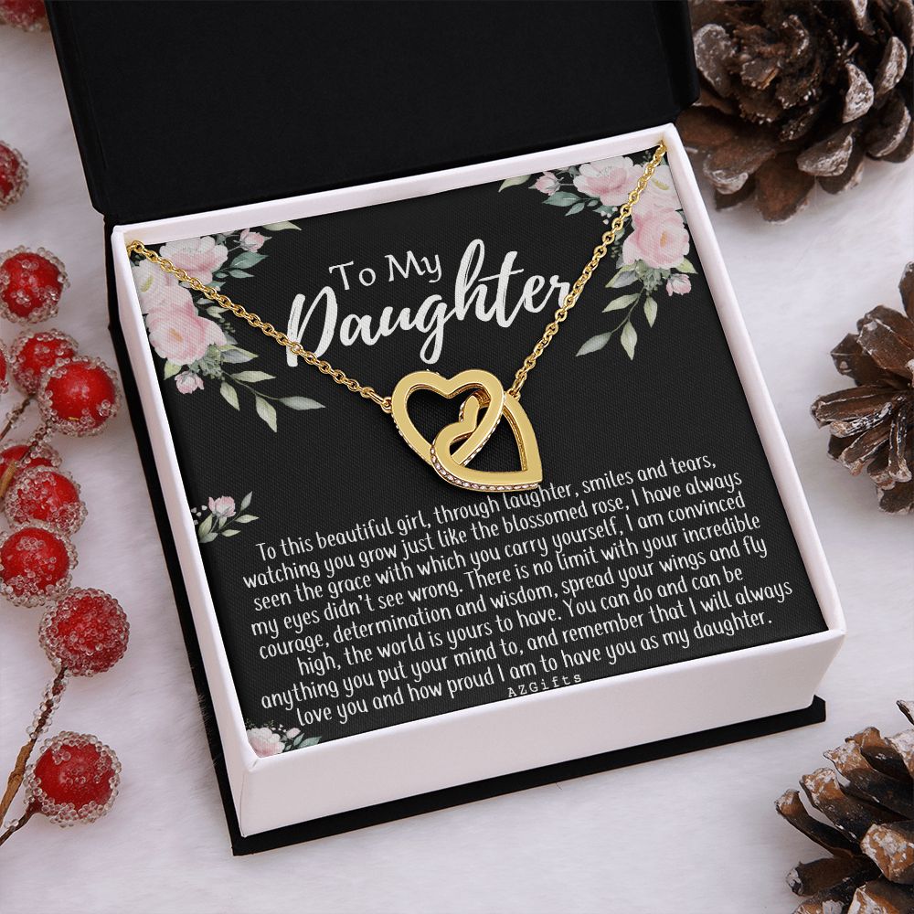 To My Daughter Gift Necklace from Mom, Mother and Daughter Necklace for Girls, Mother Daughter Gift Ideas, Jewelry Pendant For Her Interlocking Hearts Necklace