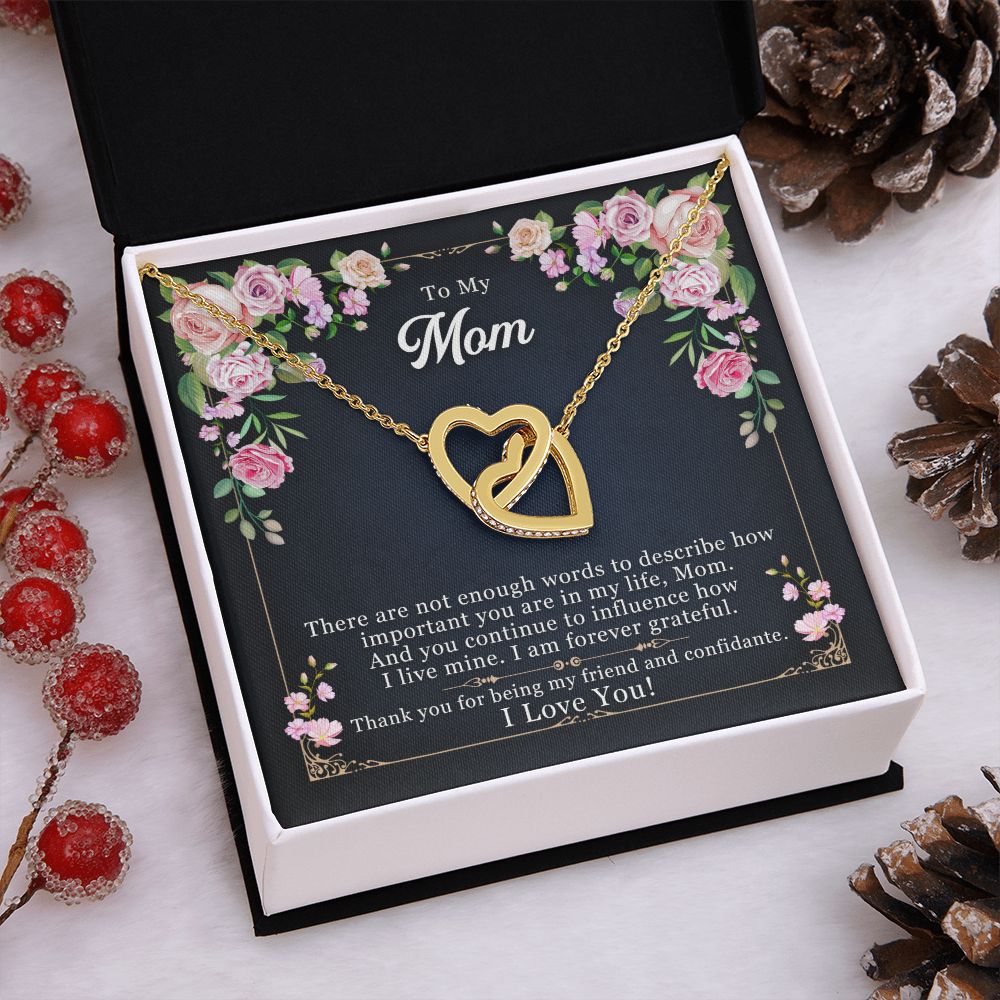 To My Mom Necklace Pendant Gift From Daughter Thank You For Being My Friend And Confidant With Message Card Gift For Mom Interlocking Hearts Necklace
