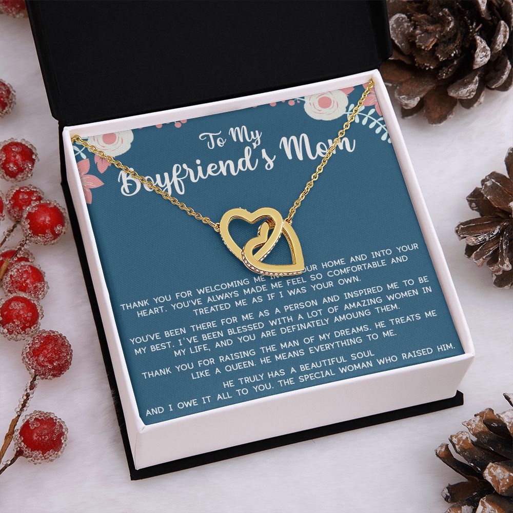 To My Boyfriend's Mom Gift, Mother's Day Necklace, Jewelry For Boyfriend's Mom Interlocking Hearts Necklace