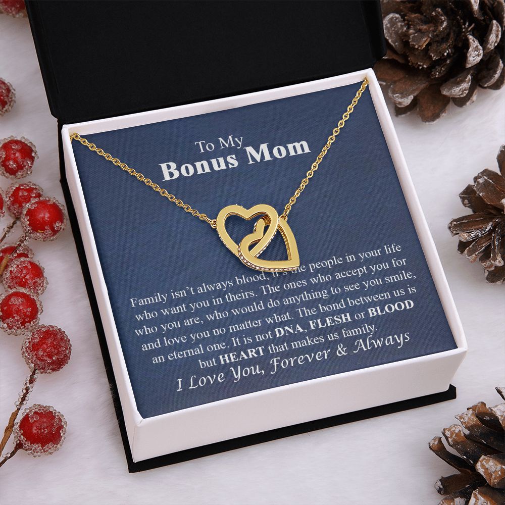 To My Bonus Mom Necklace Gift for Bonus Mom On Mother's Day Necklace For Stepmom Interlocking Hearts Necklace