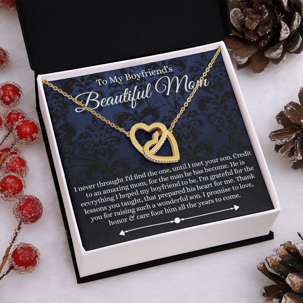 To My Boyfriend's Mom Mother's Day Necklace, Mother-in-law Necklace, Necklace Gift For Boyfriend’s Mom, To My Boyfriends Mom Gift, Future Mother-in-law Necklace for Boyfriend's Mom Interlocking Hearts Necklace