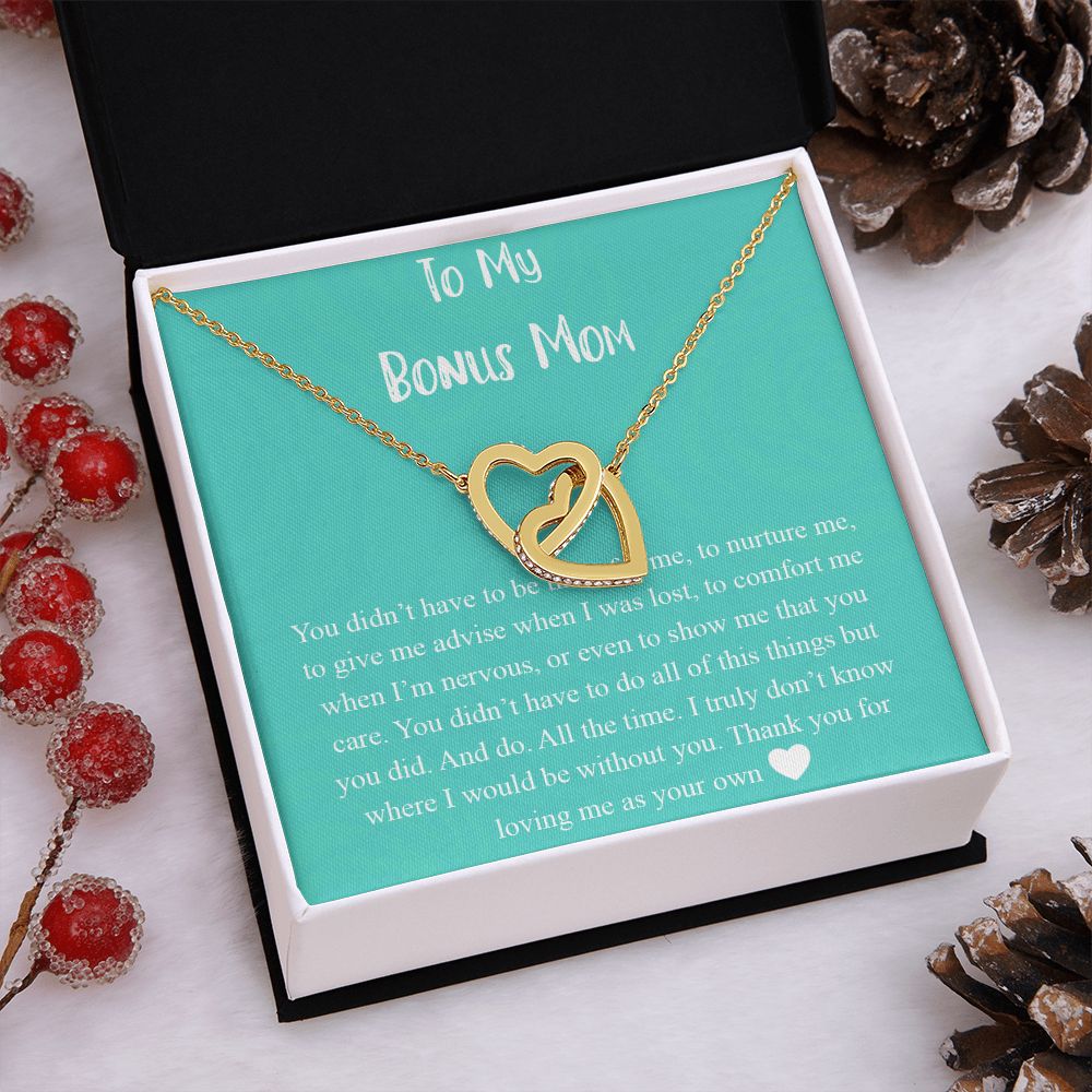To My Bonus Mom Necklace, Mother's Day Gift for Step Mom, Love Knot Necklace Interlocking Hearts Necklace