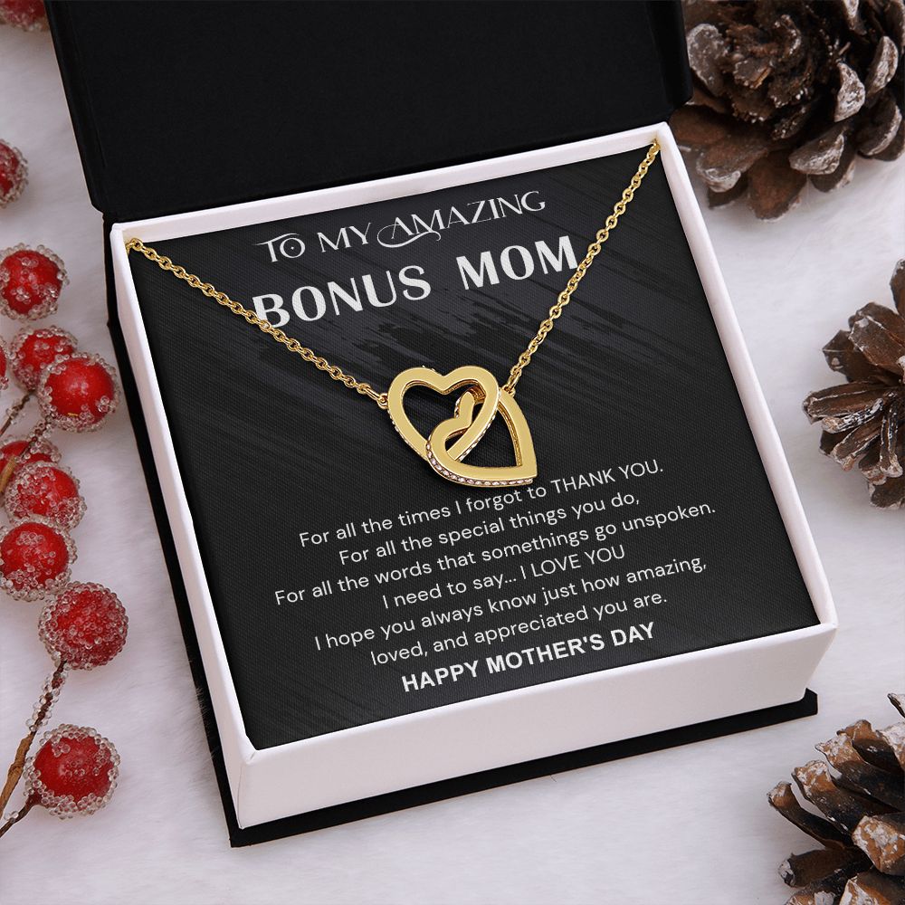 Mother's Day Gifts For Bonus Mom, Bonus Mom Mothers Day Gift, Bonus Mom Necklace, Gift For Bonus Mom On Mother's Day Interlocking Hearts Necklace
