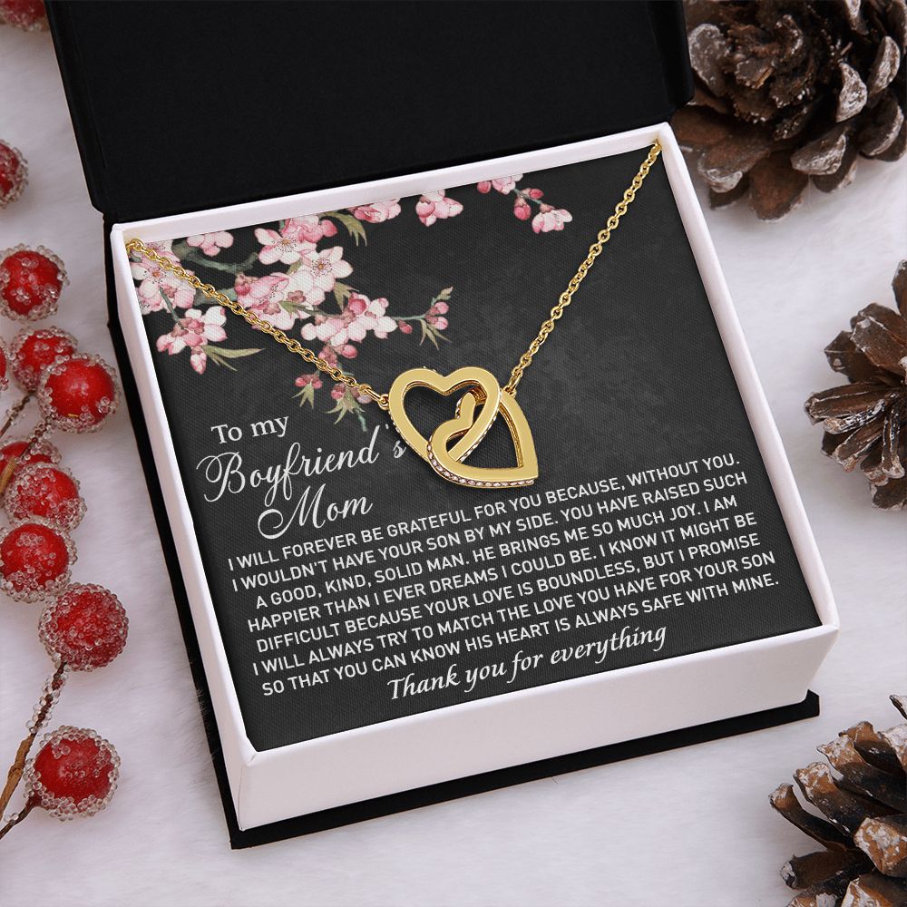To My Boyfriend's Mom Necklace I Will Forever Be Grateful for You Love Knot Pendant Jewelry For Fiancé's Mom From Future Daughter In Law Interlocking Hearts Necklace