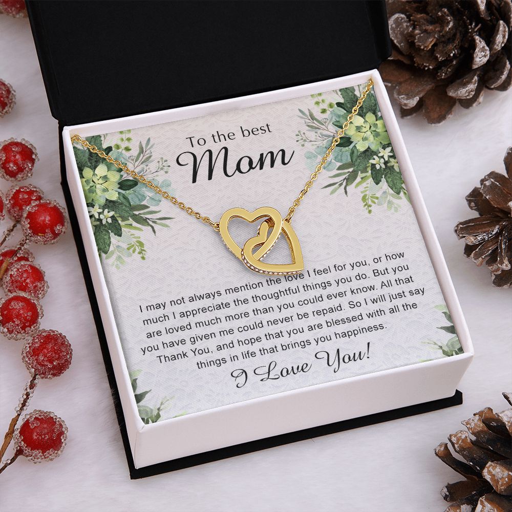 To My Best Mom Necklace, Necklace for Mother, Daughter Gift For Mom, Present For Mom, Mother Gifts from Son or Daughter, Jewelry Gift for Mothers Day, Birthday Gift for Mother, Moms Interlocking Hearts Necklace