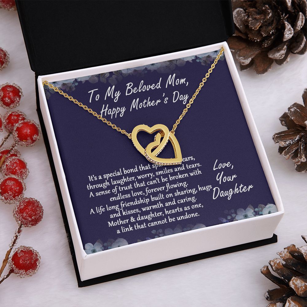 Mom Necklace Gifts for Mom from Daughter to Mom Gifts for Mothers Day from Daughter, To My Mom Necklace from Daughter to Mom Birthday Gifts Necklace with Message Card and Gift Box2232 Interlocking Hearts Necklace