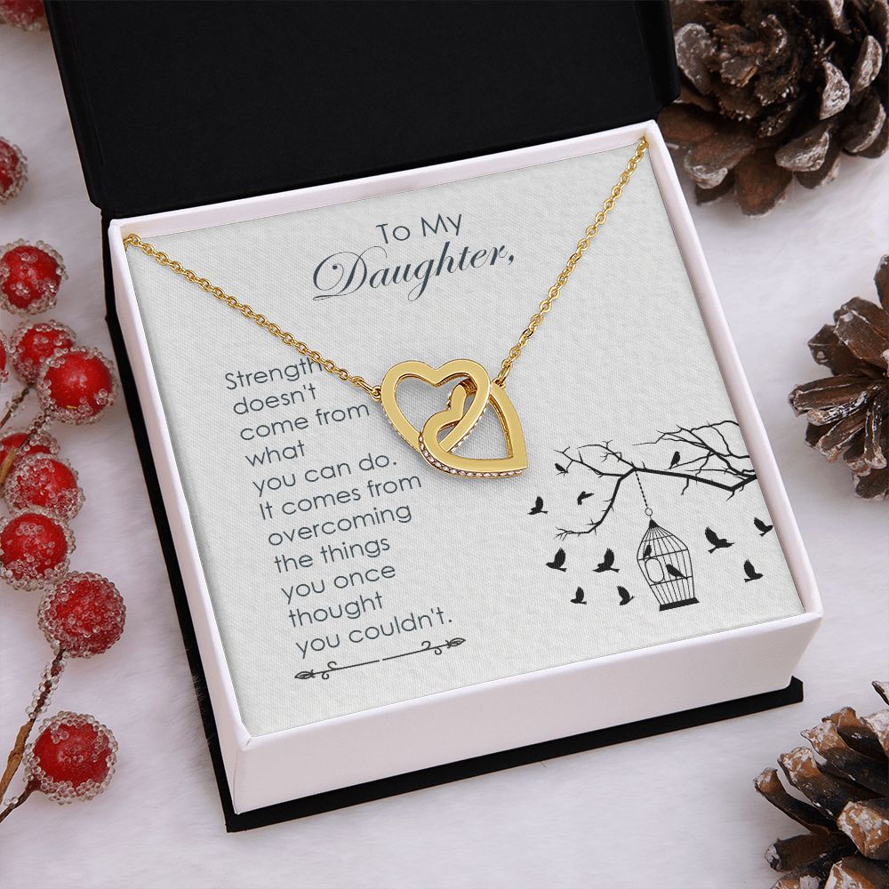 To My Daughter Necklace Pendant Gift From Mom Necklace Thought You Couldn't With Message Card Gift Box Gift For To Daughter, Daughter In Law On Birthday Anniversary Interlocking Hearts Necklace