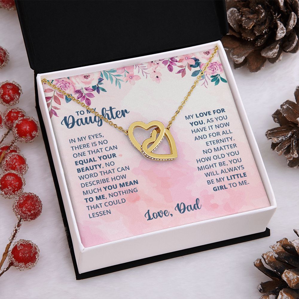 To My Daughter Necklaces Pendants - Father and Daughter Necklace - Gift from Daddy - Luxury Necklace Silver On Birthday, Anniversary - Includes Gift Box Interlocking Hearts Necklace