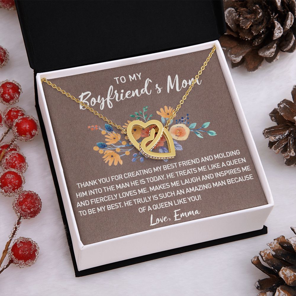 Gift for Boyfriend's Mom, Boyfriend Mom Gift, To My Boyfriends Mom's Gift, Mother's Day Gift for Boyfriends Mom, Boyfriend Mom Interlocking Hearts Necklace