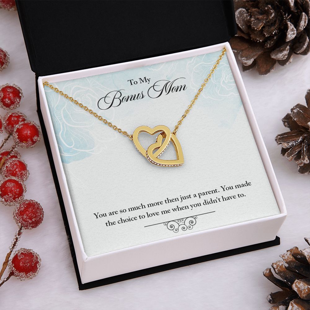To My Bonus Mom Mother Necklace Pendant Gift From Daughter More Then A Parent With Message Card Gift For Mom Interlocking Hearts Necklace
