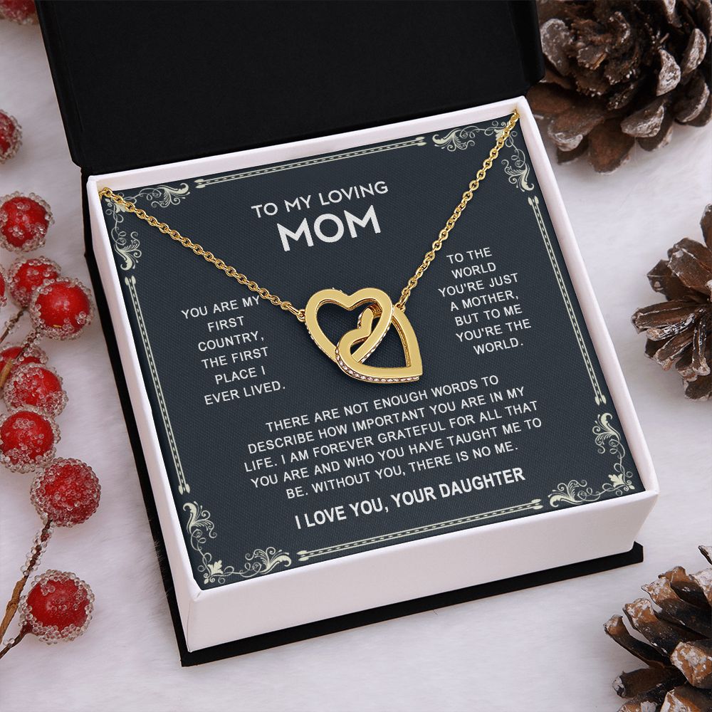 To My Mom Necklace, Gift For Mom, Mother's Day Gift from Daughter, Mom Jewelry Gift for Mothers Day, Birthday Gift for Mother, Moms Gift from Daughter Son, Necklace for Mom Mother 14 Interlocking Hearts Necklace