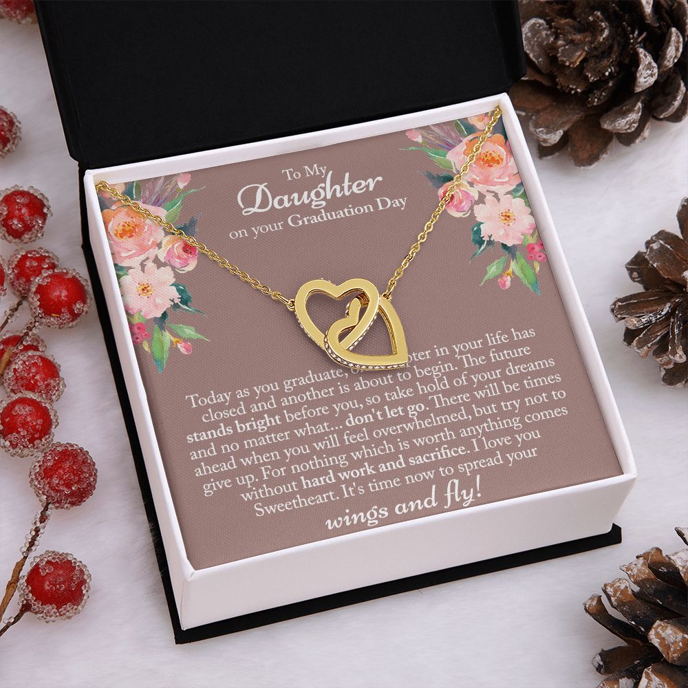 To My Day Graduation Gift For Daughter, High School Graduation College Interlocking Hearts Necklace