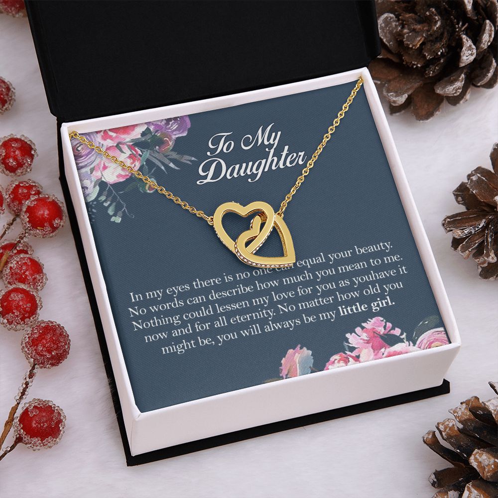 Mother Daughter Gift Ideas, To My Daughter Gift Necklace from Mom, Jewelry Pendant Present for Daughter, Birthday Christmas Gift Graduation Gifts for Daughters, Mother and Daughter Necklace 2139 Interlocking Hearts Necklace