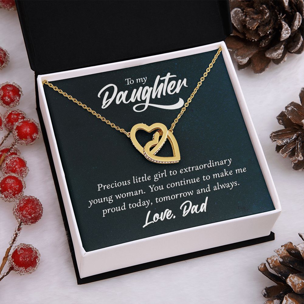 To My Daughter Necklaces Pendants - Father and Daughter Necklace - Gift from Daddy - Luxury Necklace Silver On Birthday, Anniversary - Includes Gift Box Interlocking Hearts Necklace