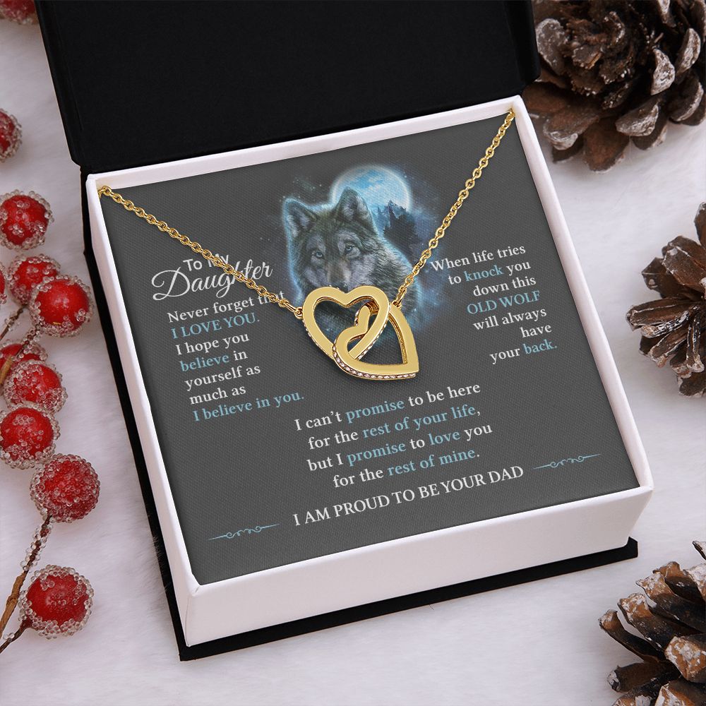To My Daughter Necklaces Pendants - Father and Daughter Necklace - Gift from Daddy - Luxury Necklace Silver On Birthday, Anniversary - Includes Gift Box Interlocking Hearts Necklace