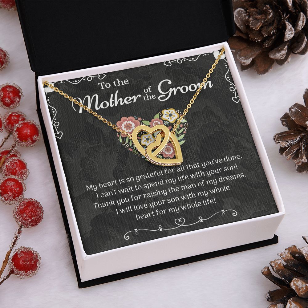 Mother of the Groom Sunflower Bracelet from Bride, Mother of the Groom Jewelry, Unique Mother Of The Groom Wedding Gift, Mom of Groom Gift Interlocking Hearts Necklace