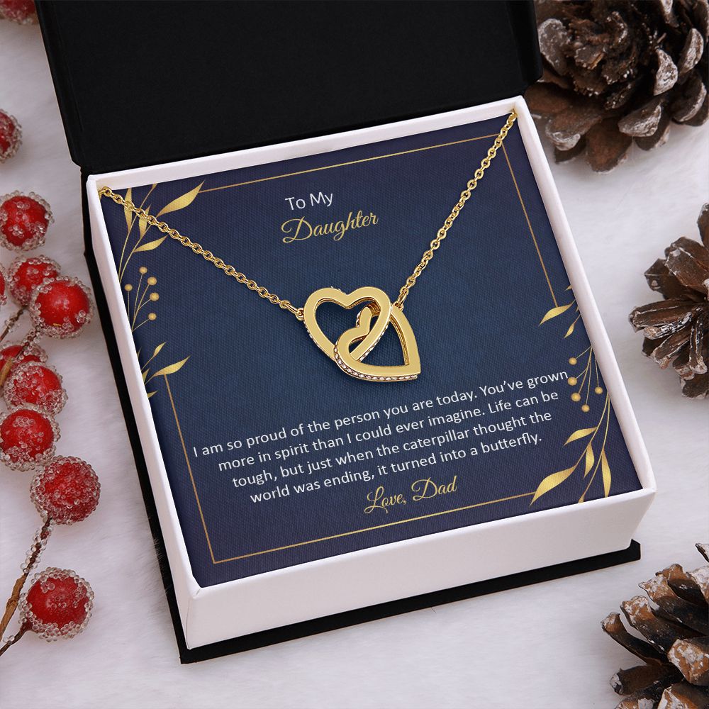 To My Daughter Necklaces Pendants - Father and Daughter Necklace - Gift from Daddy - Luxury Necklace Silver On Birthday, Anniversary - Includes Gift Box Interlocking Hearts Necklace