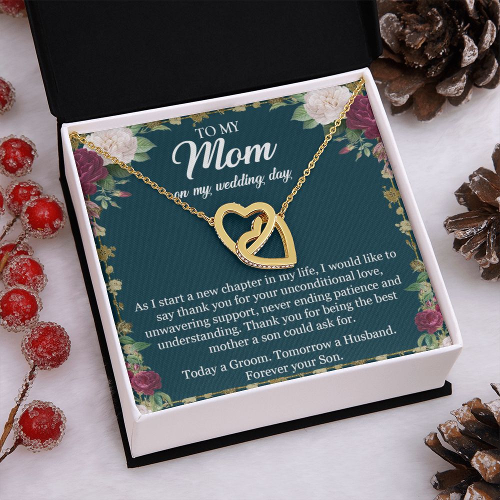 To My Mom Necklace, Gift For Mom, Mother's Day Gift from Daughter, Mom Jewelry Gift for Mothers Day, Birthday Gift for Mother, Moms Gift from Daughter Son, Necklace for Mom Mother 3 Interlocking Hearts Necklace