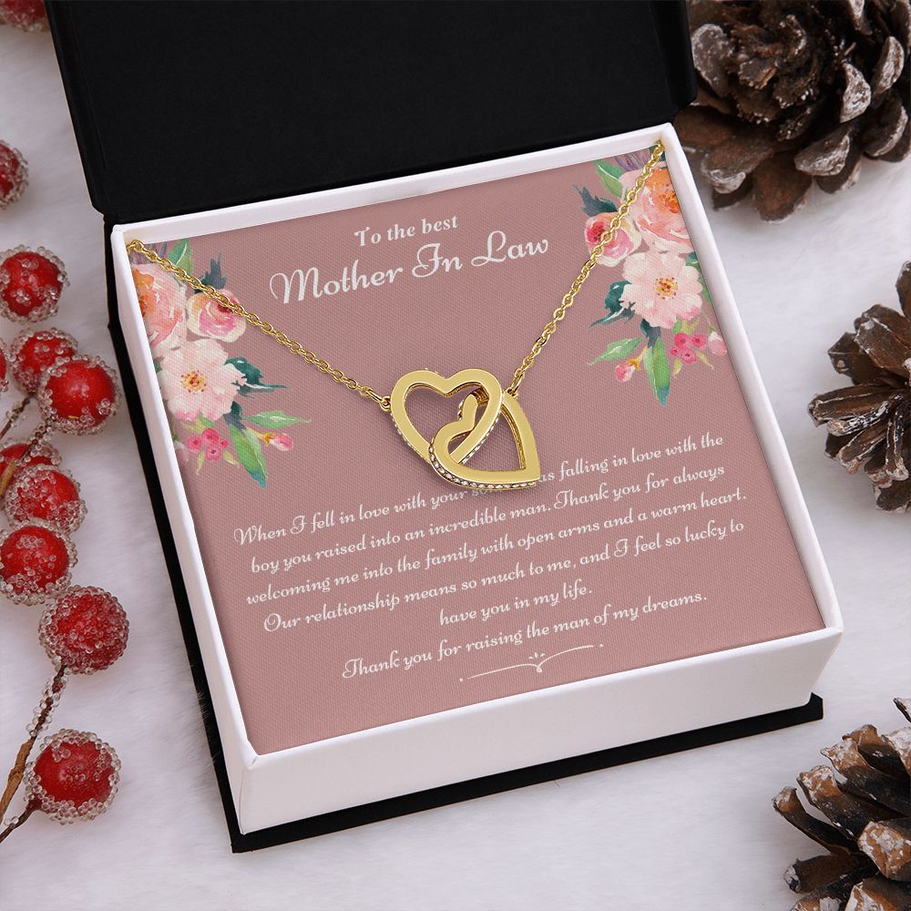 To The Best Mother In Law Gifts, Love Knot Necklace, Mother's Day Necklace Gifts Interlocking Hearts Necklace