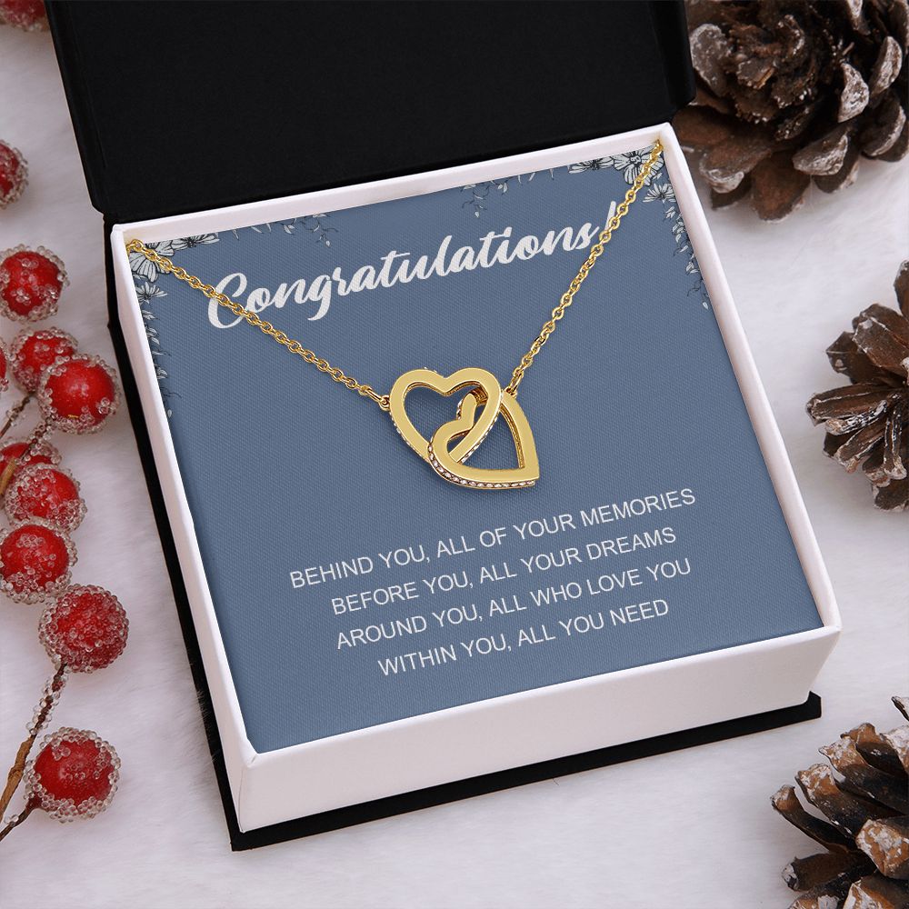 Graduation Gift Necklace for Girls College, High School, Love Knot Necklace Congrats Graduation Pendants Gift For Daughter, Granddaughter, Niece, Sister Interlocking Hearts Necklace
