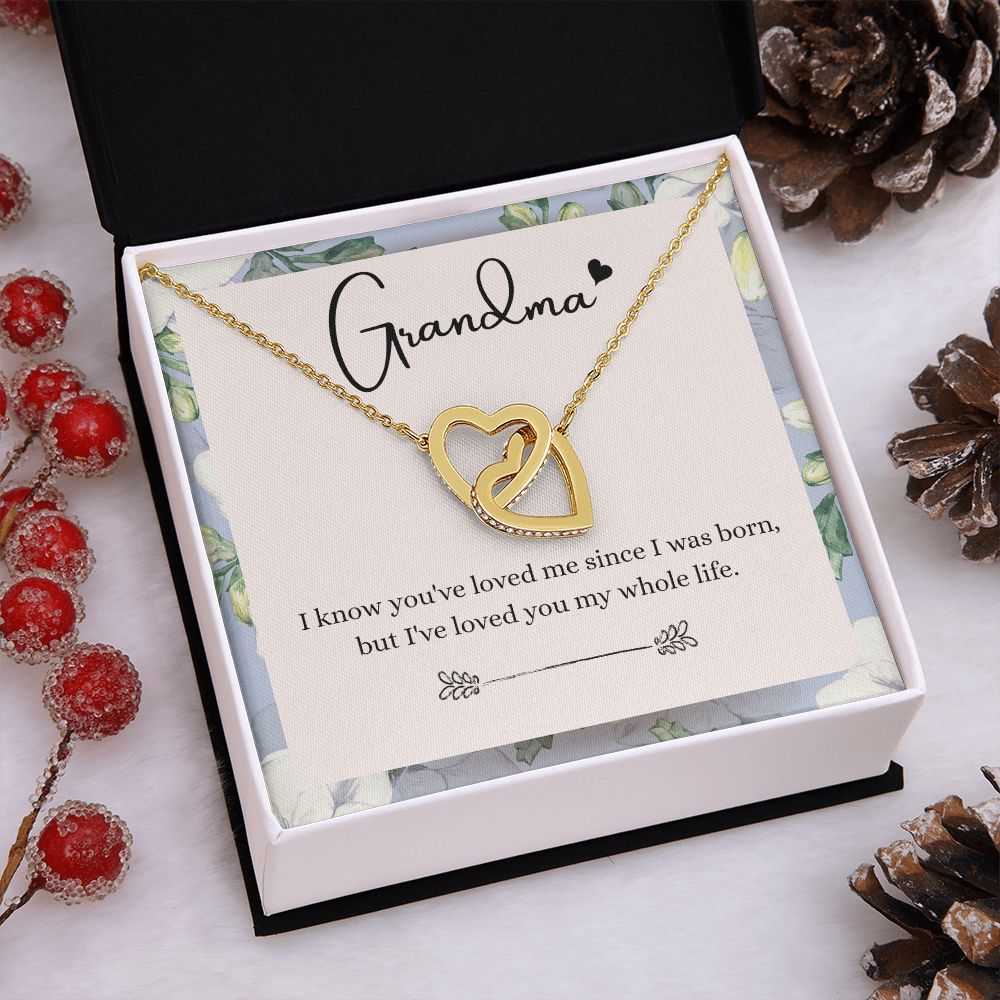 To My Grandma Necklace, Gift for Grandmother Necklace, Mothers Day Gift For Grandma Nana, Grandma Jewelry From Grandchildren GrandKids , Jewelry Box Gift For Grandma Grandmother Interlocking Hearts Necklace