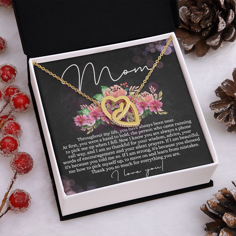 To My Mom Necklace, Mom Gifts, Mom Jewelry Box, Necklace for Mom, Gifts for Mom, Mother's Day Necklace Jewelry Gift For Mom, Birthday Gift For Mom, Thank you Mom Gift Interlocking Hearts Necklace