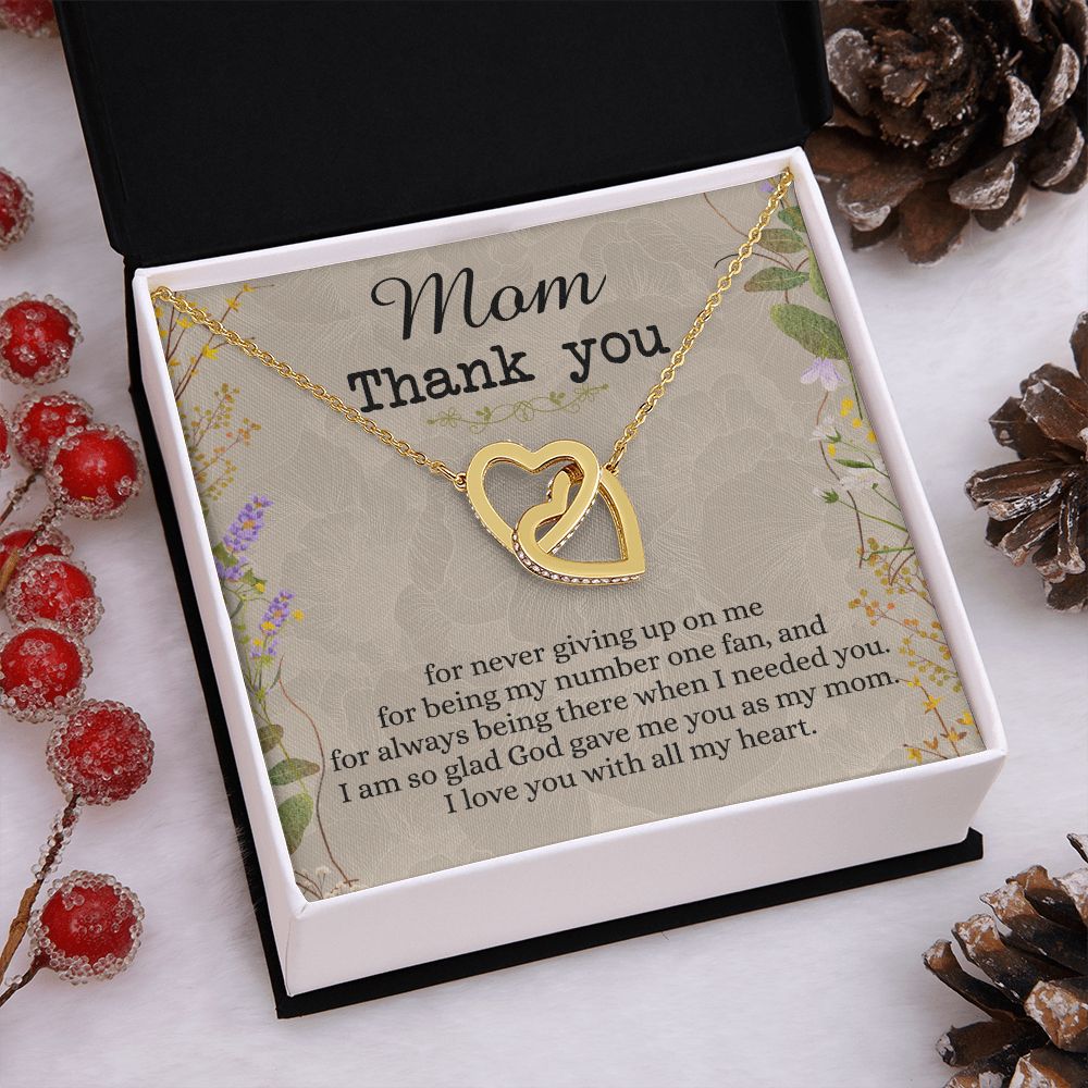 To My Mom Necklace, Thank you Mom Gift, Gift for Mom, Mother's Day Gift from Daughter, Mother Daughter gift, Gift from child, Gift for Mom, Mothers Day Necklace for Women Interlocking Hearts Necklace