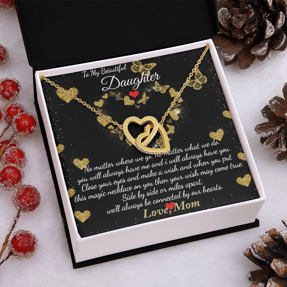 To My Daughter Gift Interlock Necklace For Daughter Valentines Gift For Daughter Interlocking Hearts Necklace