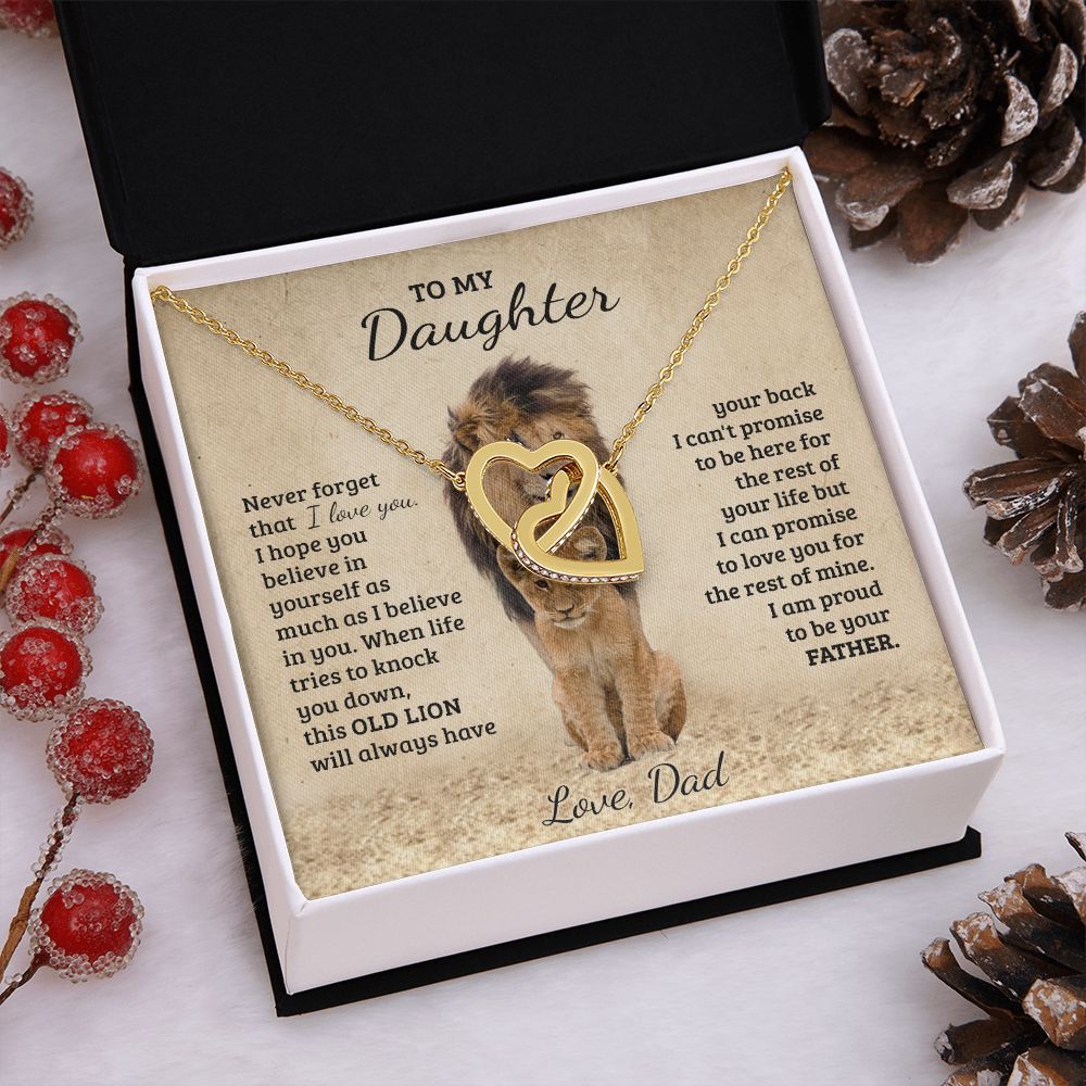 To My Daughter Necklaces Pendants - Father and Daughter Necklace - Gift from Daddy - Luxury Necklace Silver On Birthday, Anniversary - Includes Gift Box Interlocking Hearts Necklace