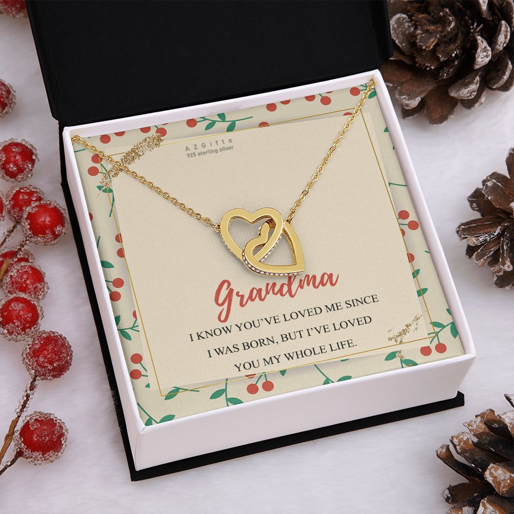 To My Grandma Necklace, Gift for Grandmother Necklace, Mothers Day Gift For Grandma Nana, Grandma Jewelry From Grandchildren GrandKids , Jewelry Box Gift For Grandma Grandmother15 Interlocking Hearts Necklace